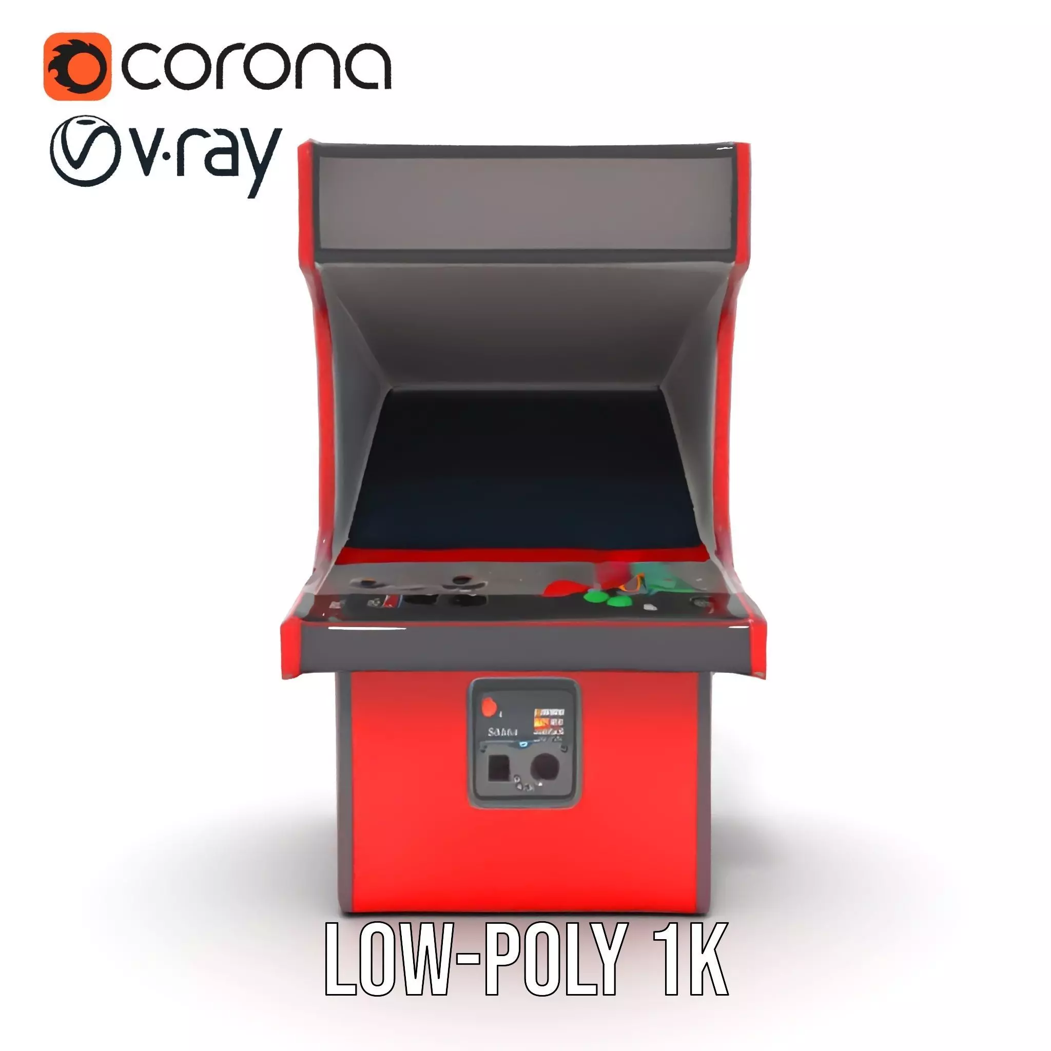 Retro Red Arcade Machine model pack Low-poly 3D model_16