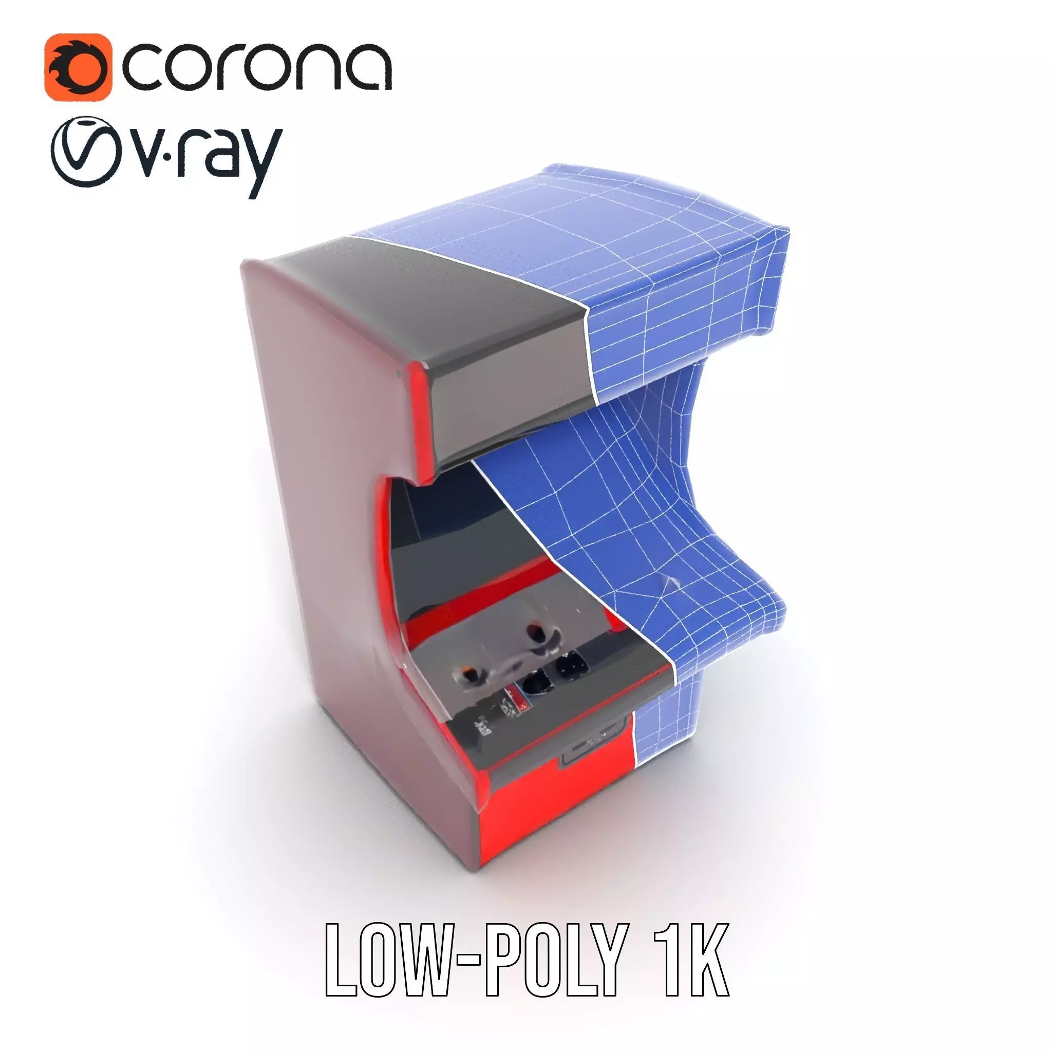 Retro Red Arcade Machine model pack Low-poly 3D model_22