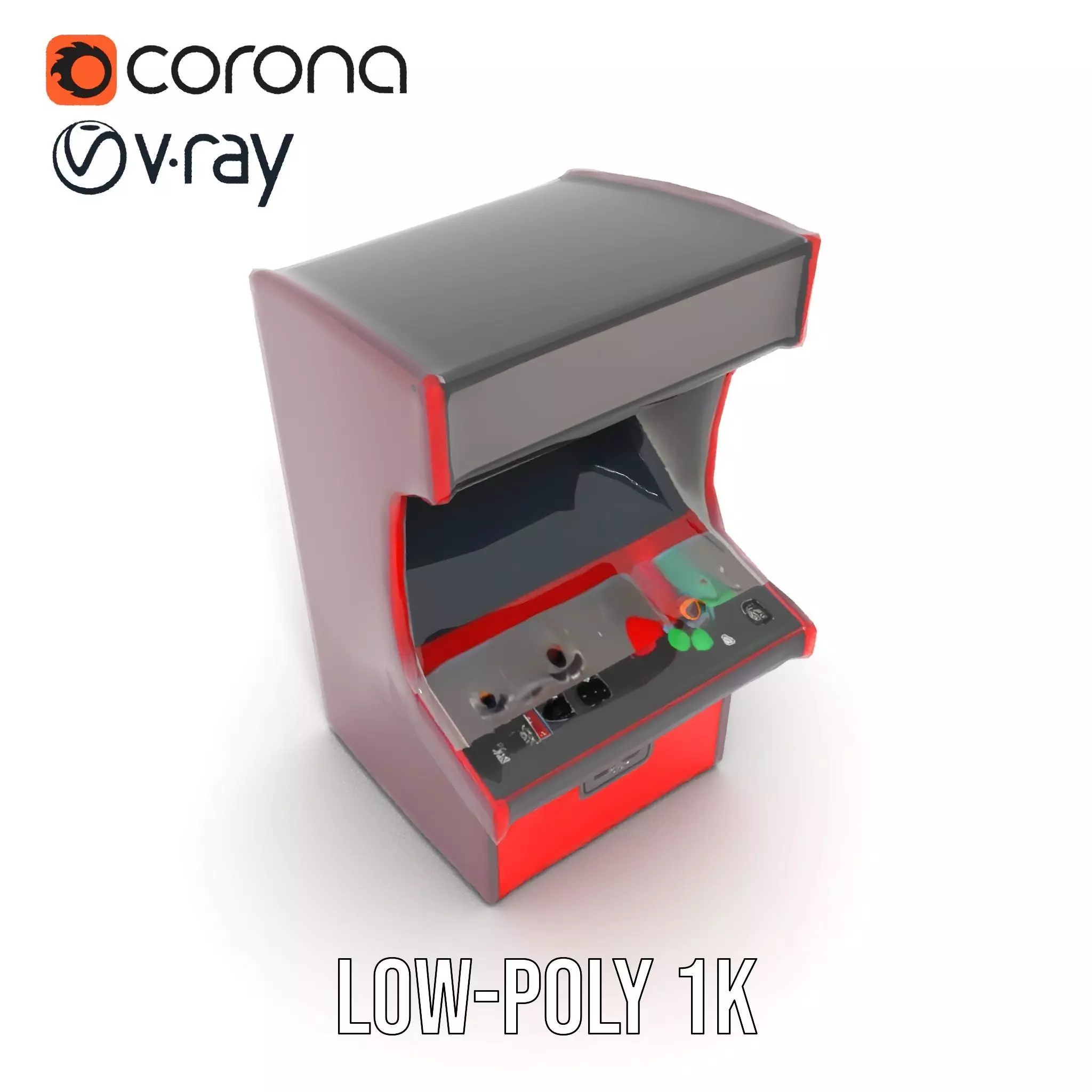 Retro Red Arcade Machine model pack Low-poly 3D model_12