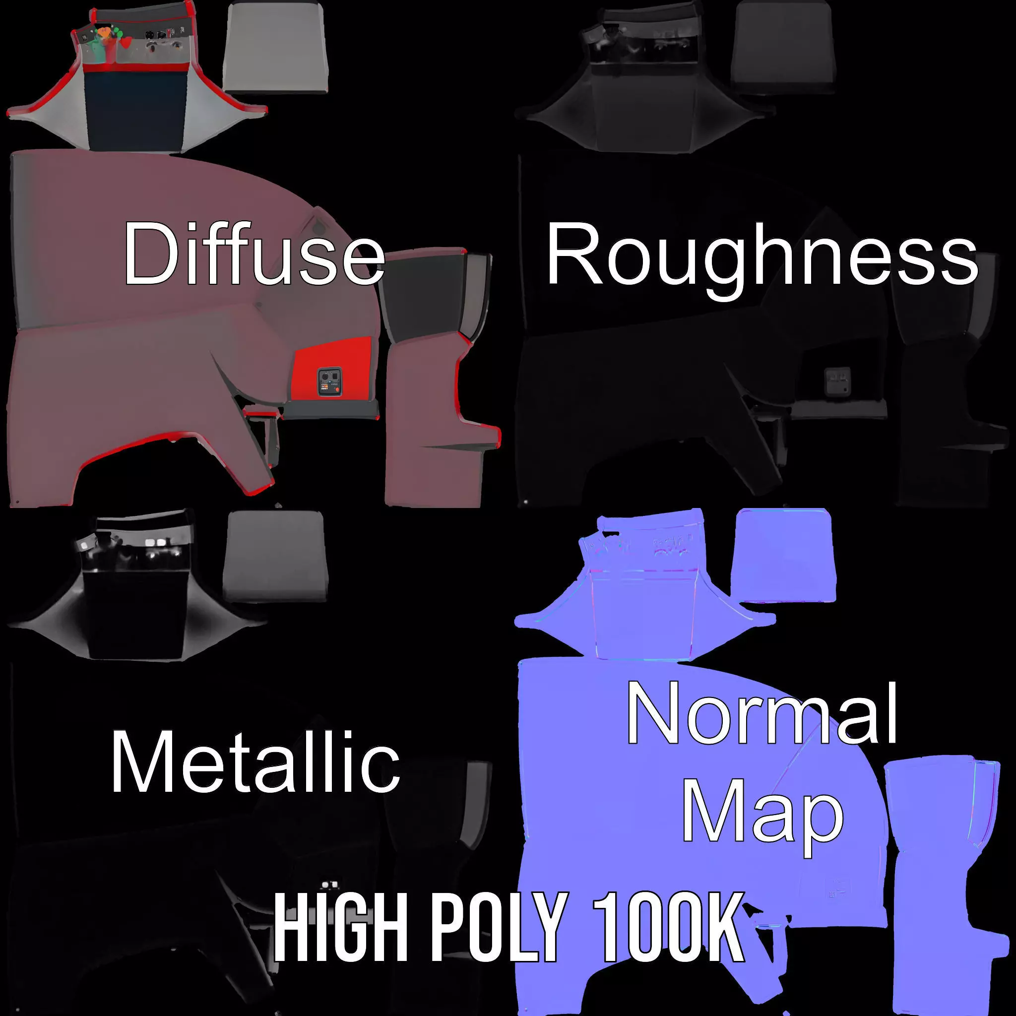 Retro Red Arcade Machine model pack Low-poly 3D model_3