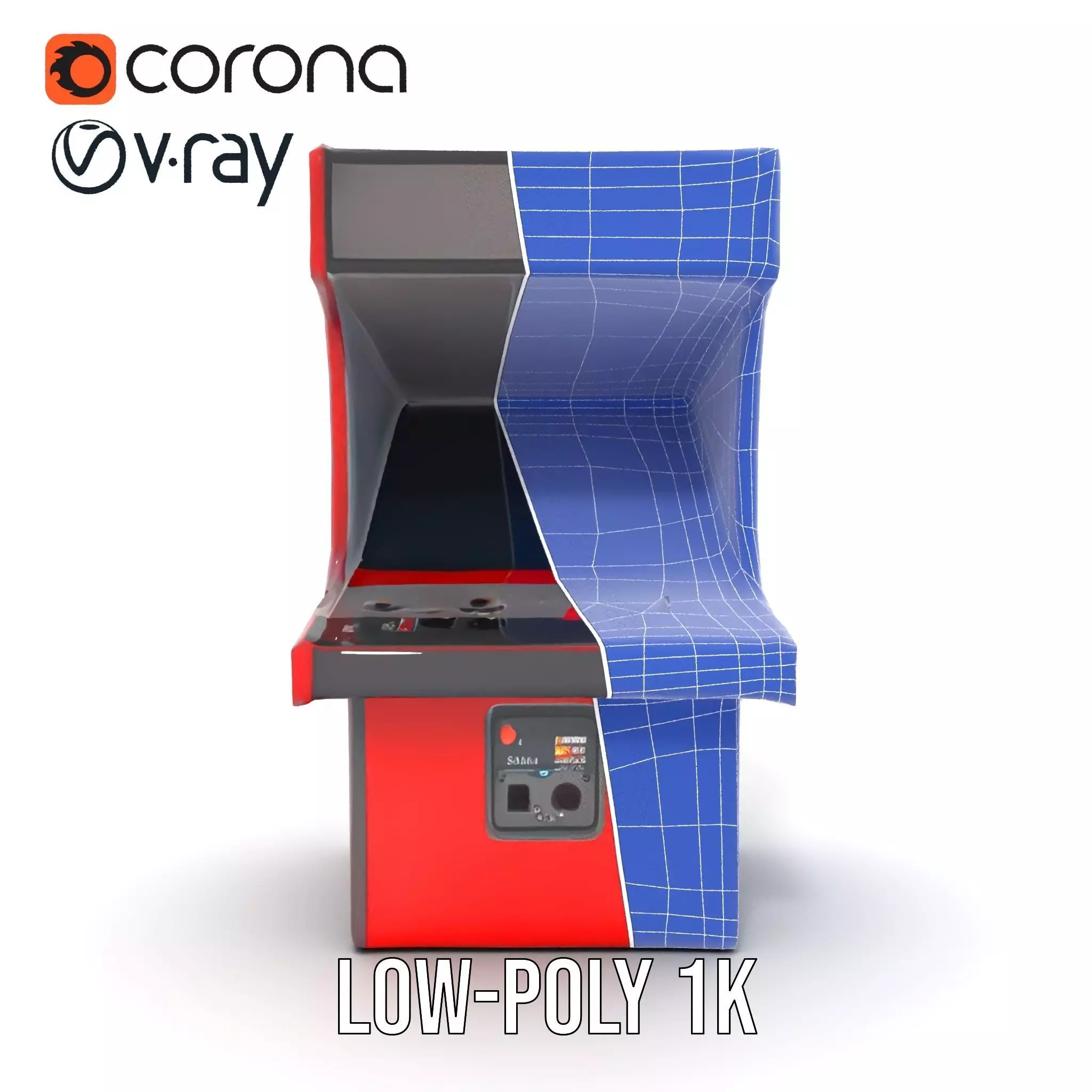 Retro Red Arcade Machine model pack Low-poly 3D model_30