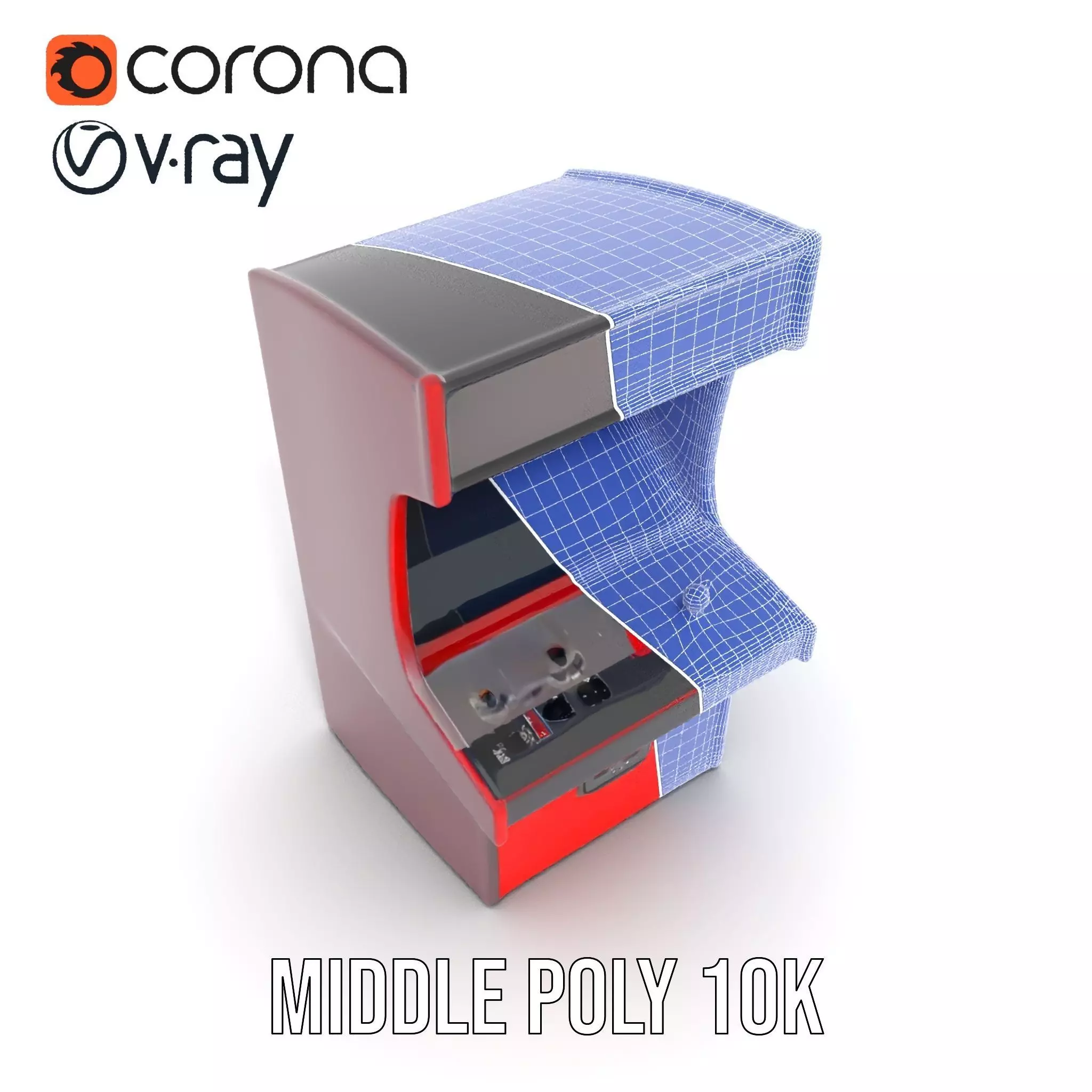 Retro Red Arcade Machine model pack Low-poly 3D model_21