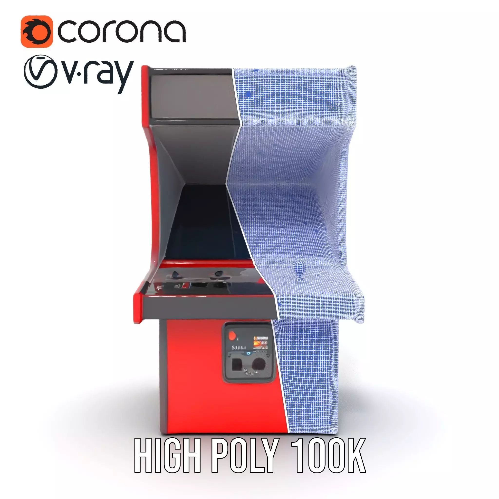 Retro Red Arcade Machine model pack Low-poly 3D model_34
