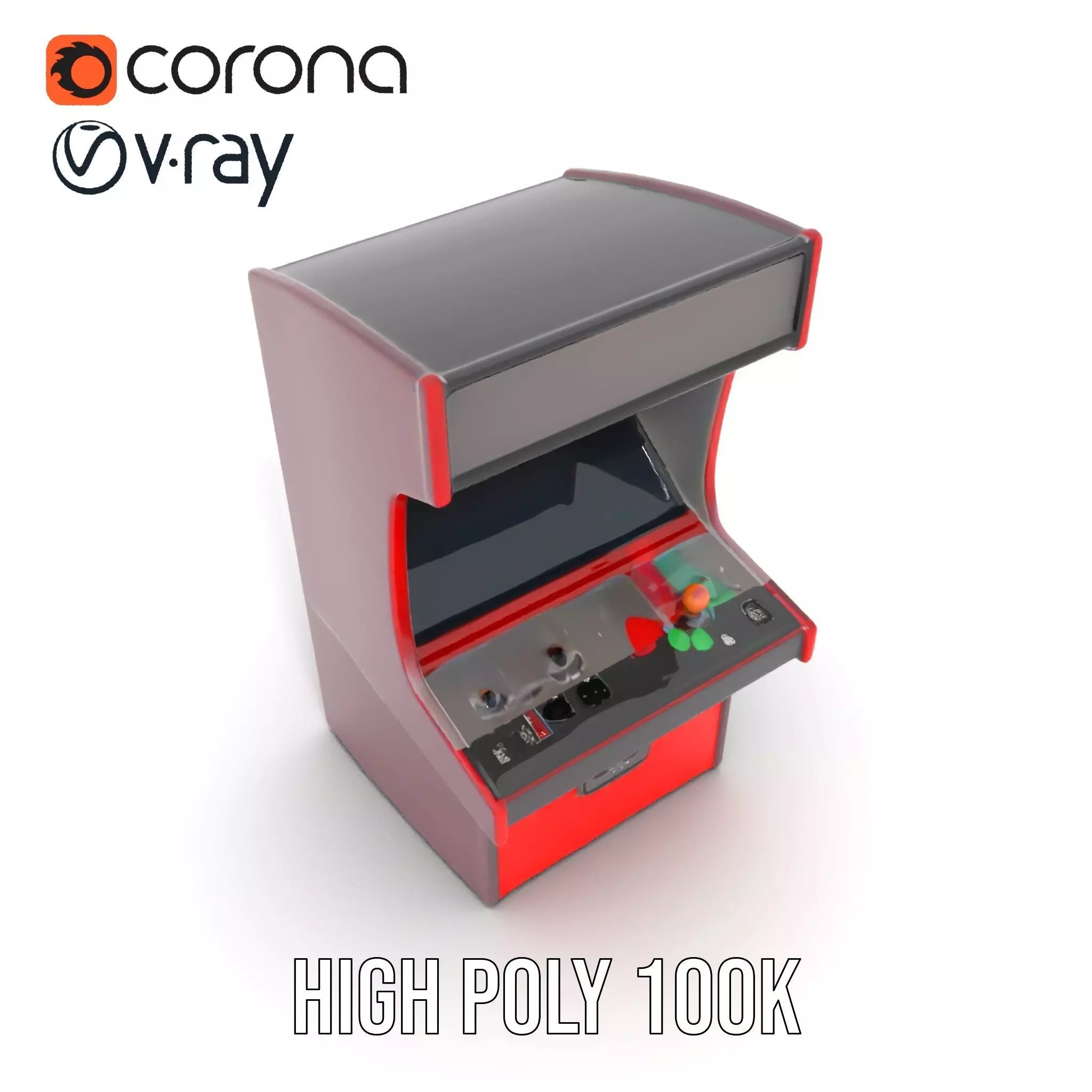 Retro Red Arcade Machine model pack Low-poly 3D model_32