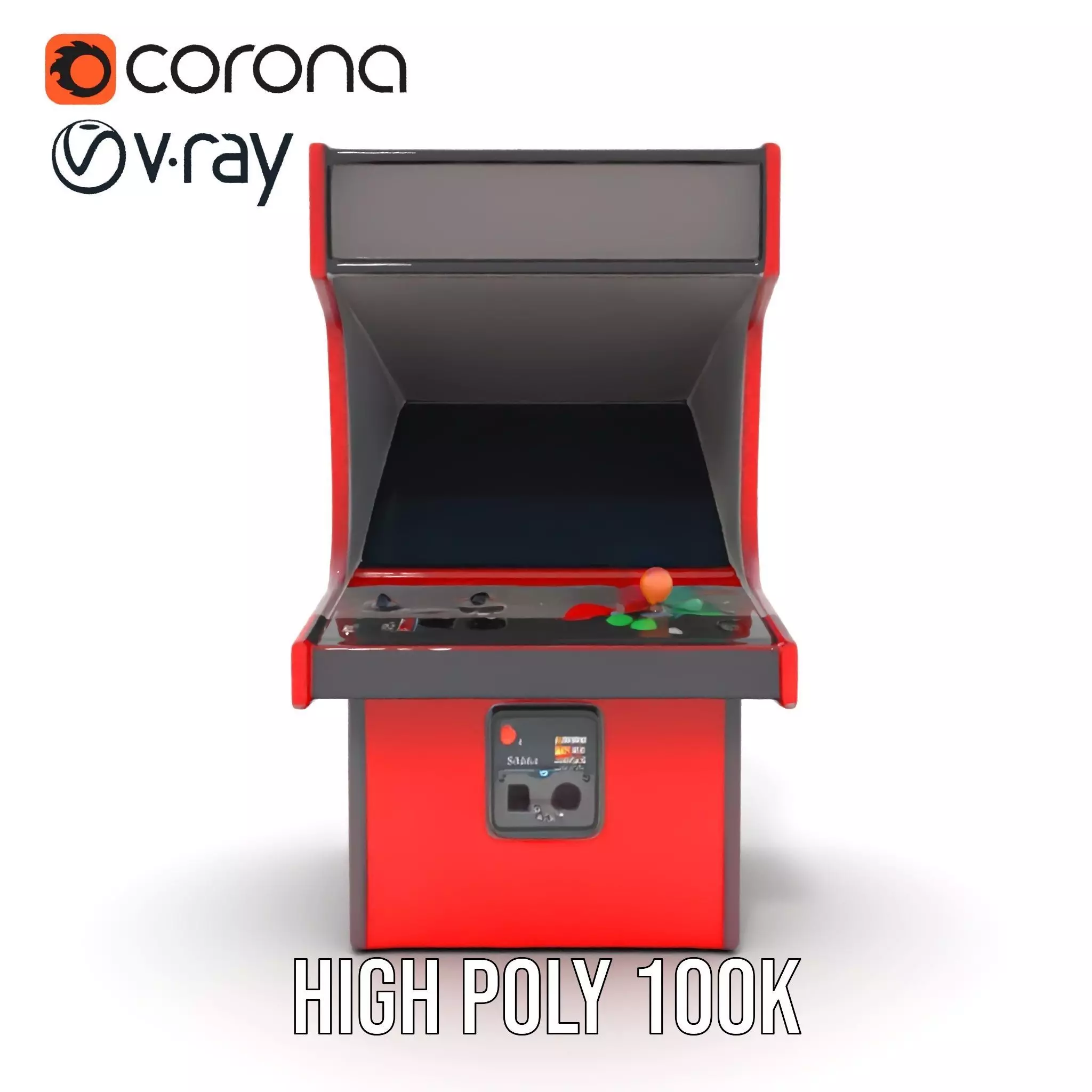 Retro Red Arcade Machine model pack Low-poly 3D model_28
