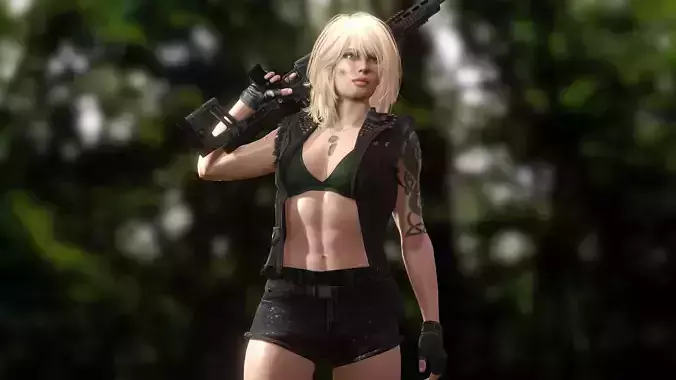 Sexy Female Sniper  3D model