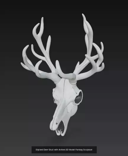 Deer Skull and Antler Fantasy 3D Sculpture Collection _2