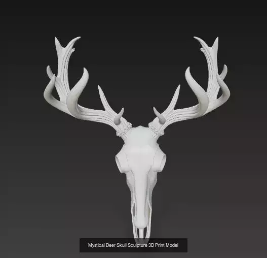 Deer Skull and Antler Fantasy 3D Sculpture Collection _4