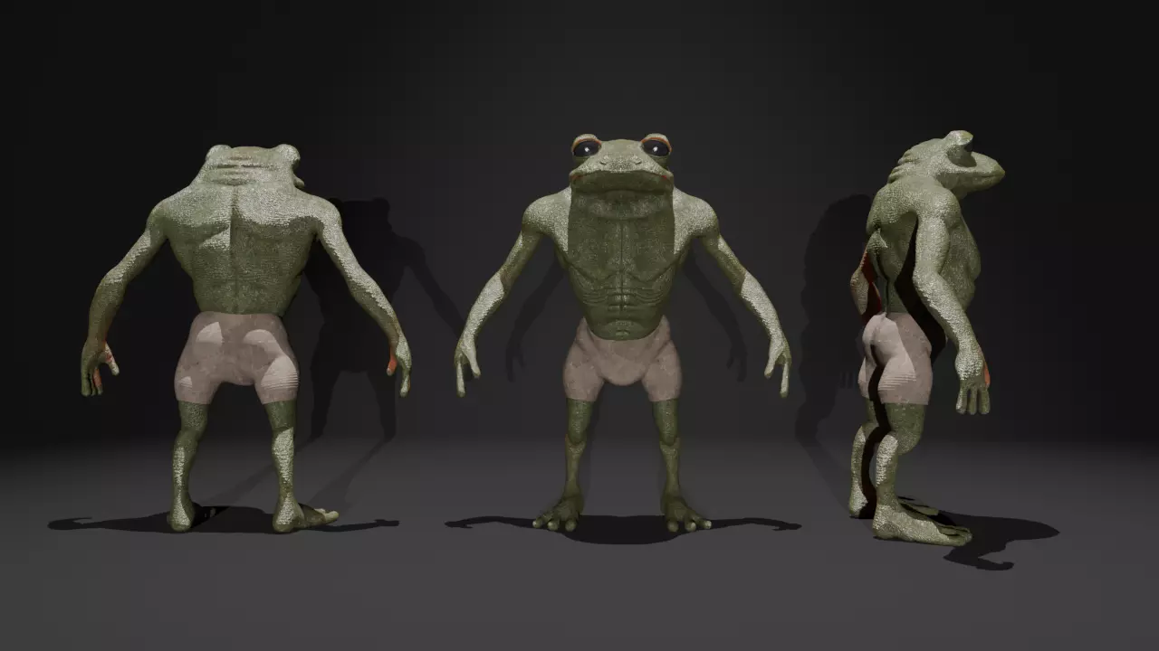 Photorealistic Frogman Creature - Production-Ready 3D Model Low-poly 3D model_2
