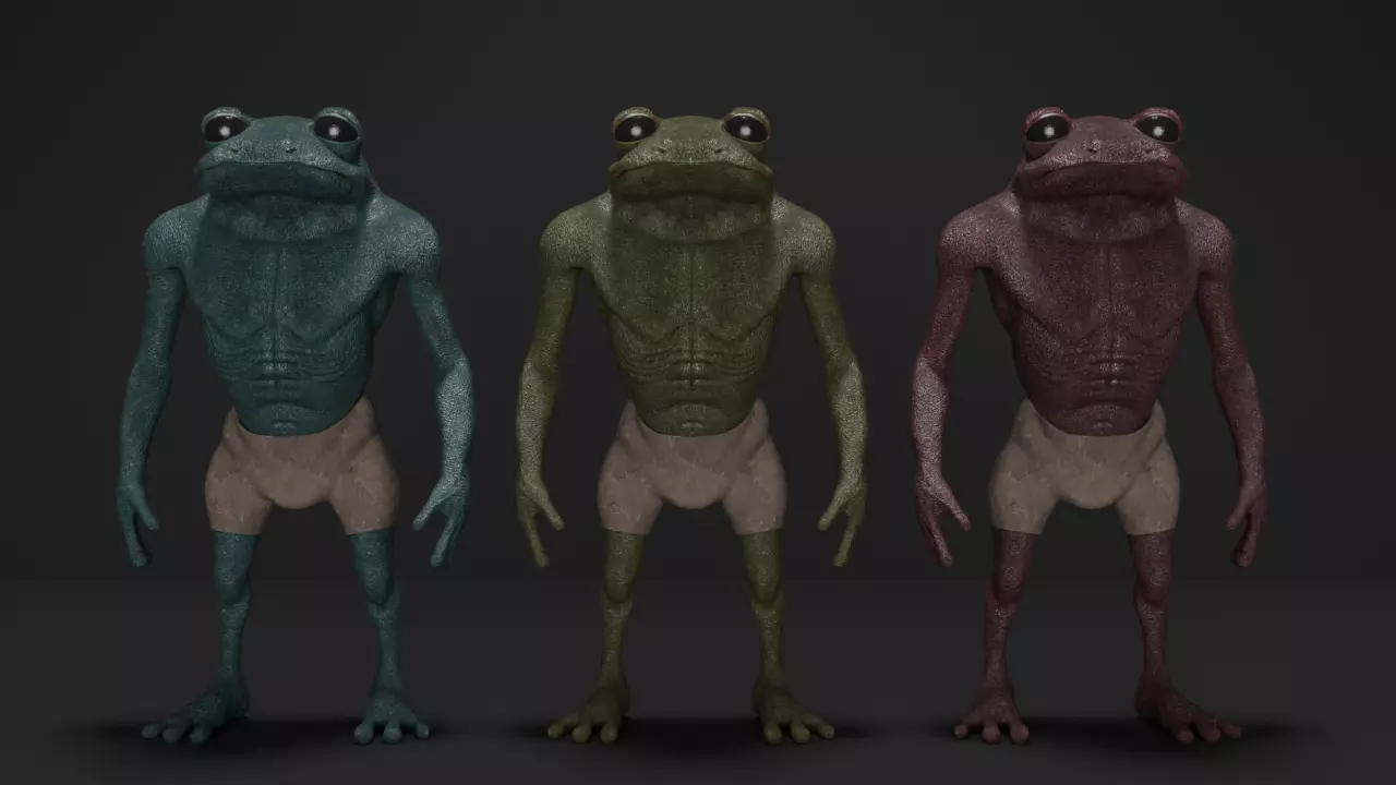 Photorealistic Frogman Creature - Production-Ready 3D Model Low-poly 3D model_5