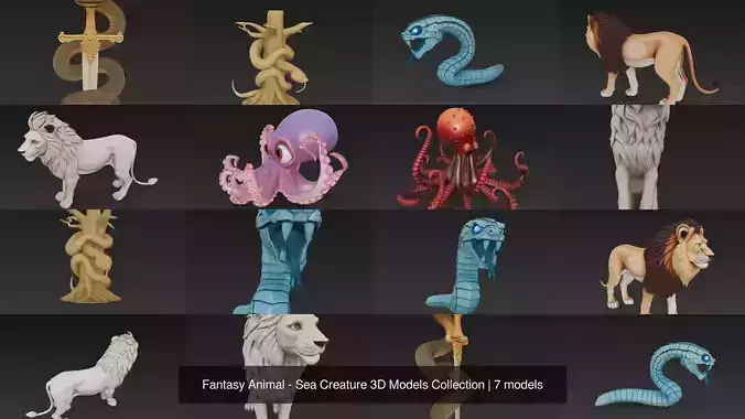 Fantasy Animal - Sea Creature 3D Models Collection 