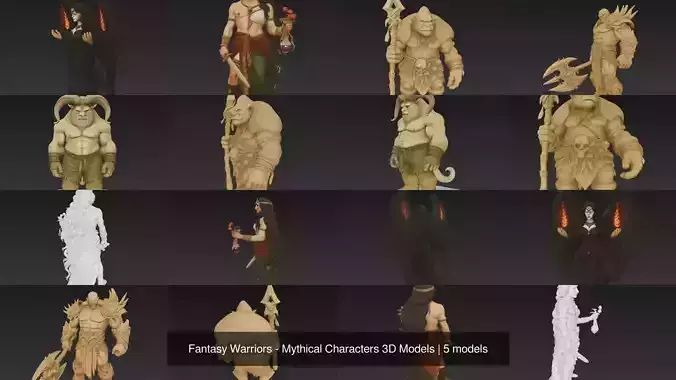 Fantasy Warriors - Mythical Characters 3D Models 3D Model Collection
