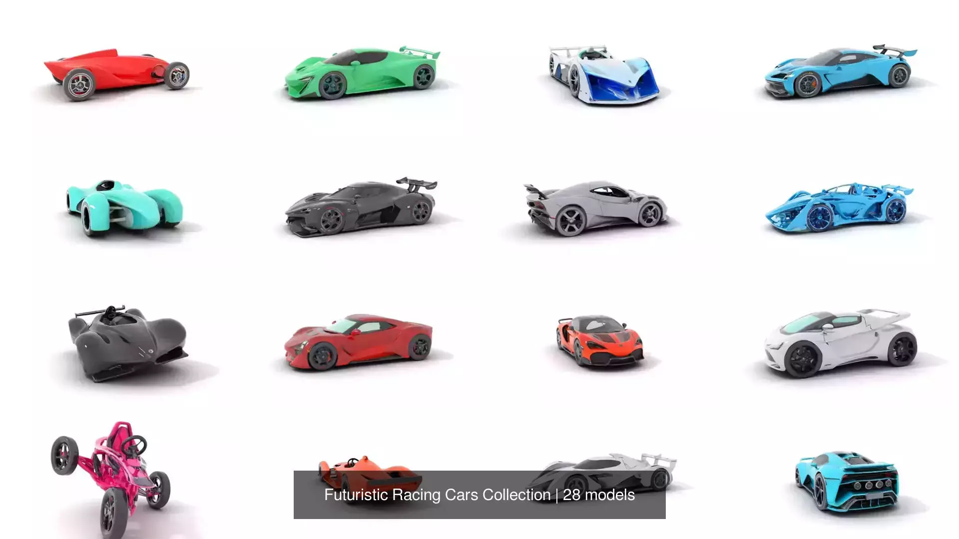Futuristic Racing Cars Collection 3D Model Pack