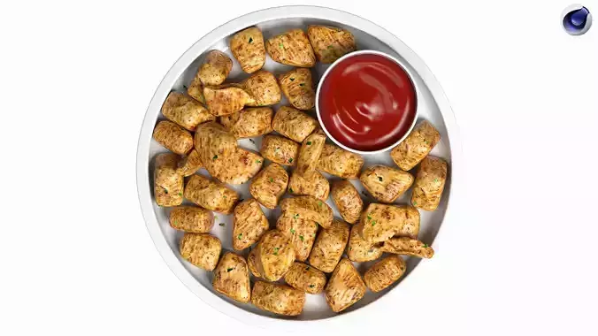 Fried Chicken Bites 3D model 2