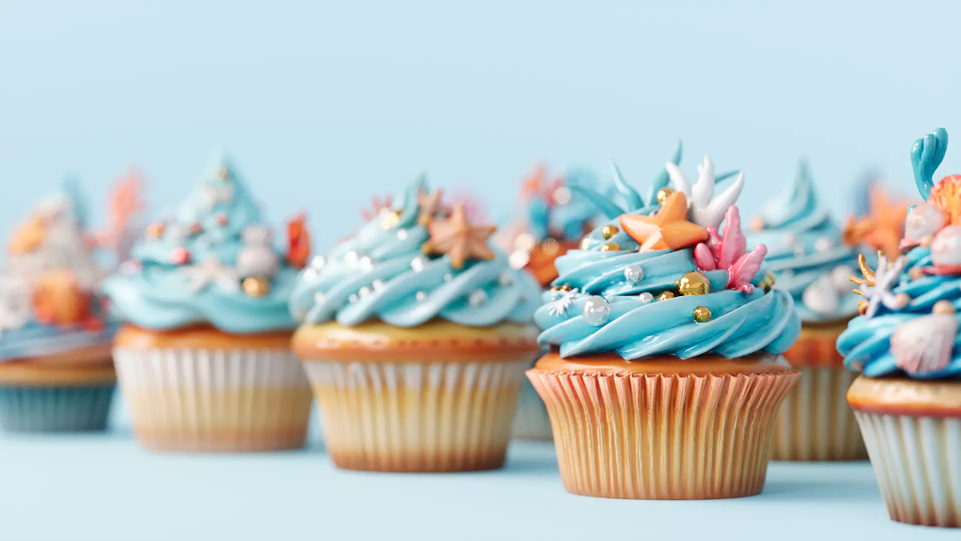 Ocean Style Cupcake Cake 3D model_5