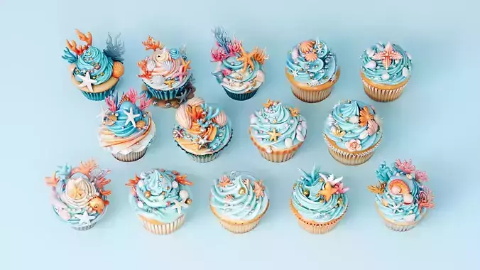 Ocean Style Cupcake Cake