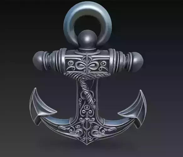 Ornamental Anchor 3D Model Stylized Nautical Sculpture Print