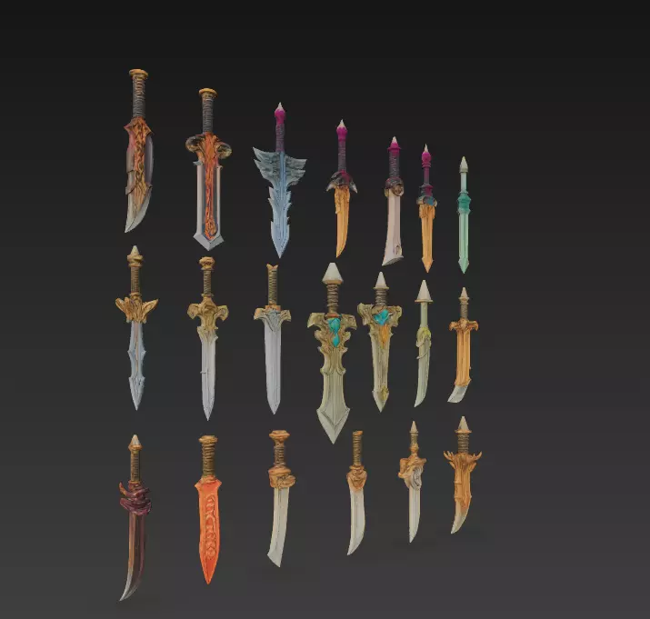 Fantasy Sword Collection 3D Weapons Pack for Print CGI 3D model_1