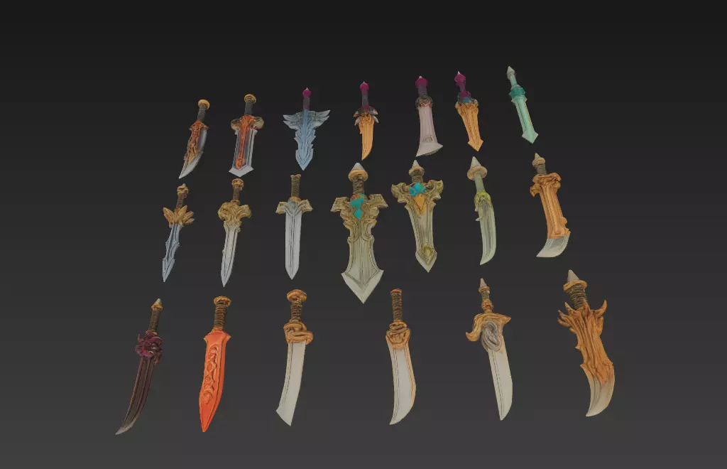 Fantasy Sword Collection 3D Weapons Pack for Print CGI 3D model_6