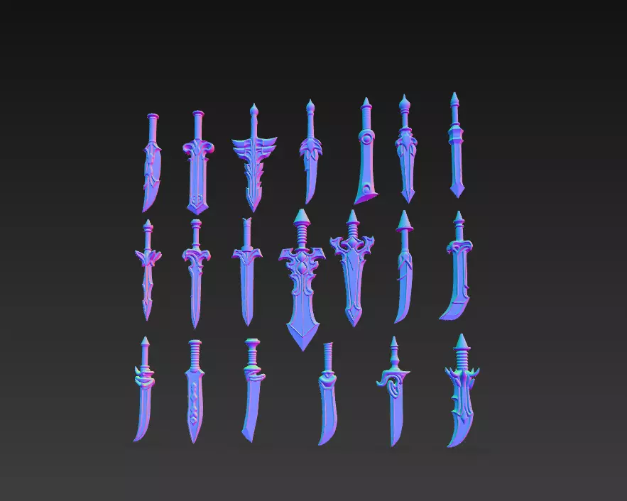 Fantasy Sword Collection 3D Weapons Pack for Print CGI 3D model_7