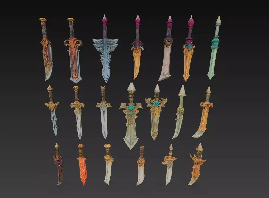 Fantasy Sword Collection 3D Weapons Pack for Print CGI 3D model_0