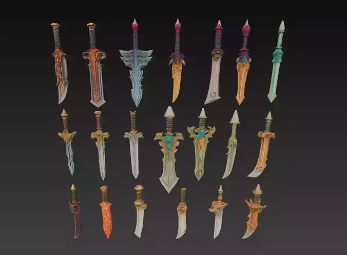 Fantasy Sword Collection 3D Weapons Pack for Print CGI 3D model Fantasy Sword Collection 3D Weapons Pack for Print CGI 3D model