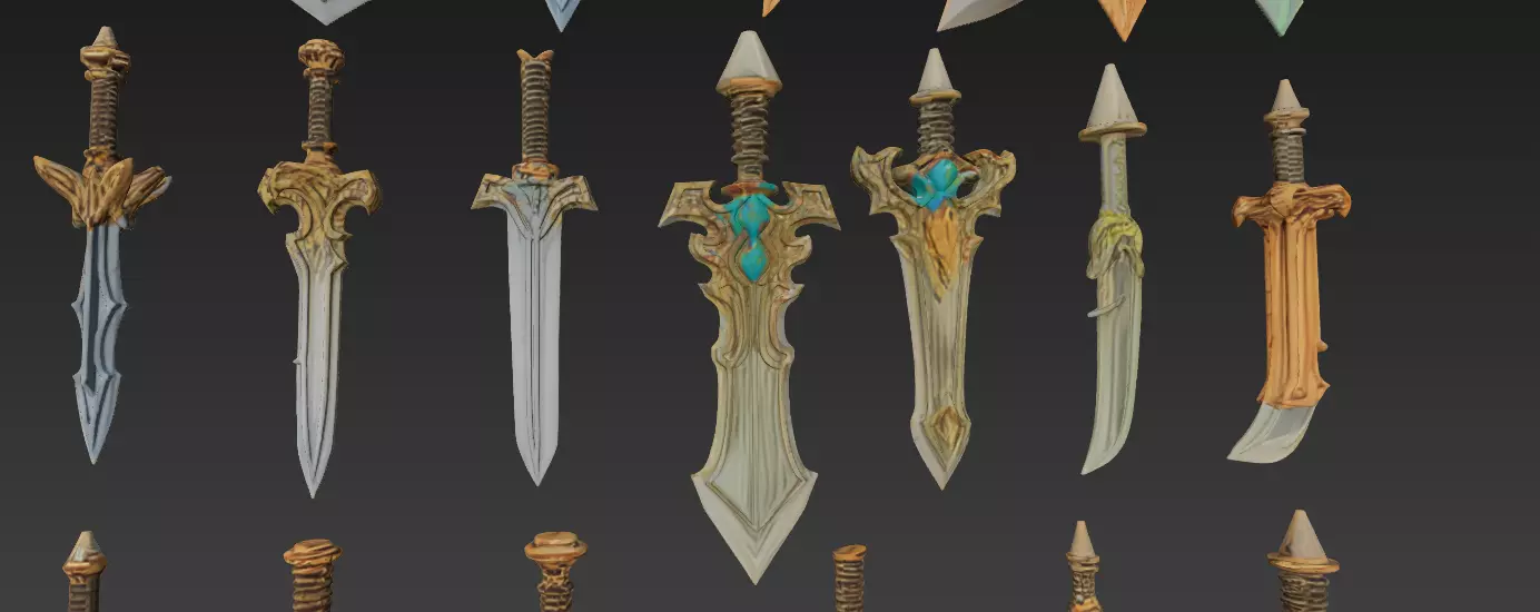 Fantasy Sword Collection 3D Weapons Pack for Print CGI 3D model_3