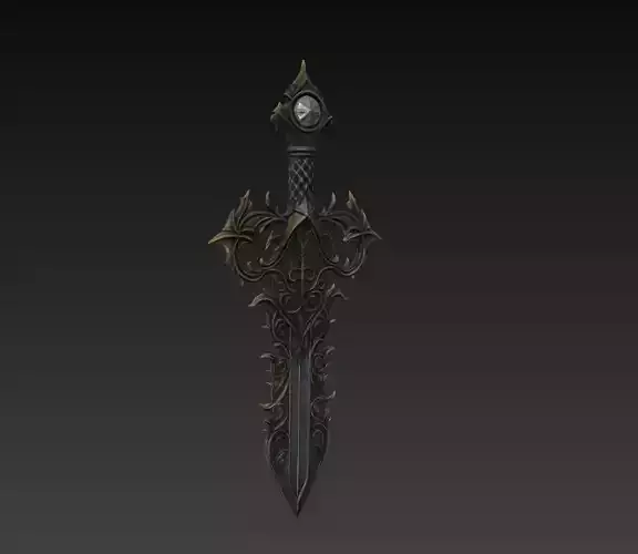 Ornamental Fantasy Sword 3D Model Gothic Weapon 3D model