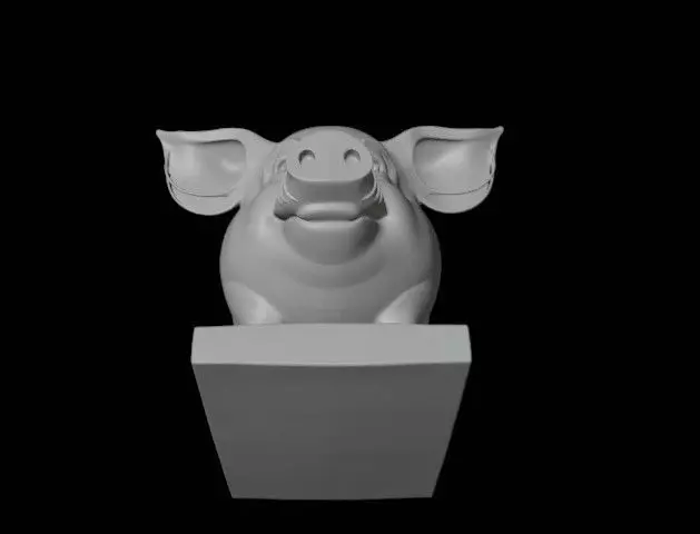pig statue 3D print model_4
