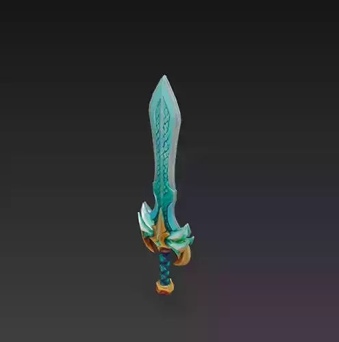 Stylized Fantasy Sword 3D Model-Decorative Weapon Sculpture 3D model
