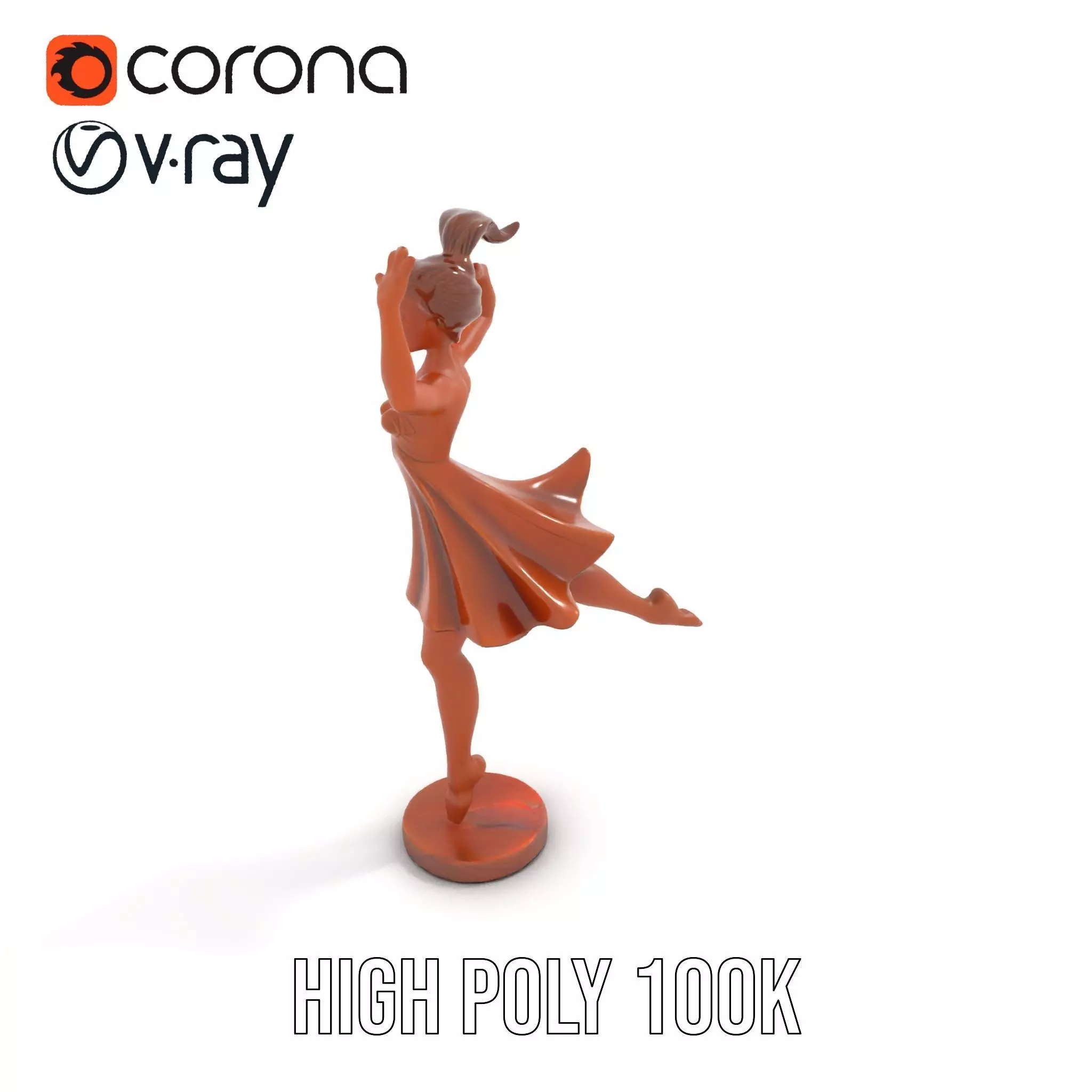 Elegant Dancer Bronze model pack Low-poly 3D model_20