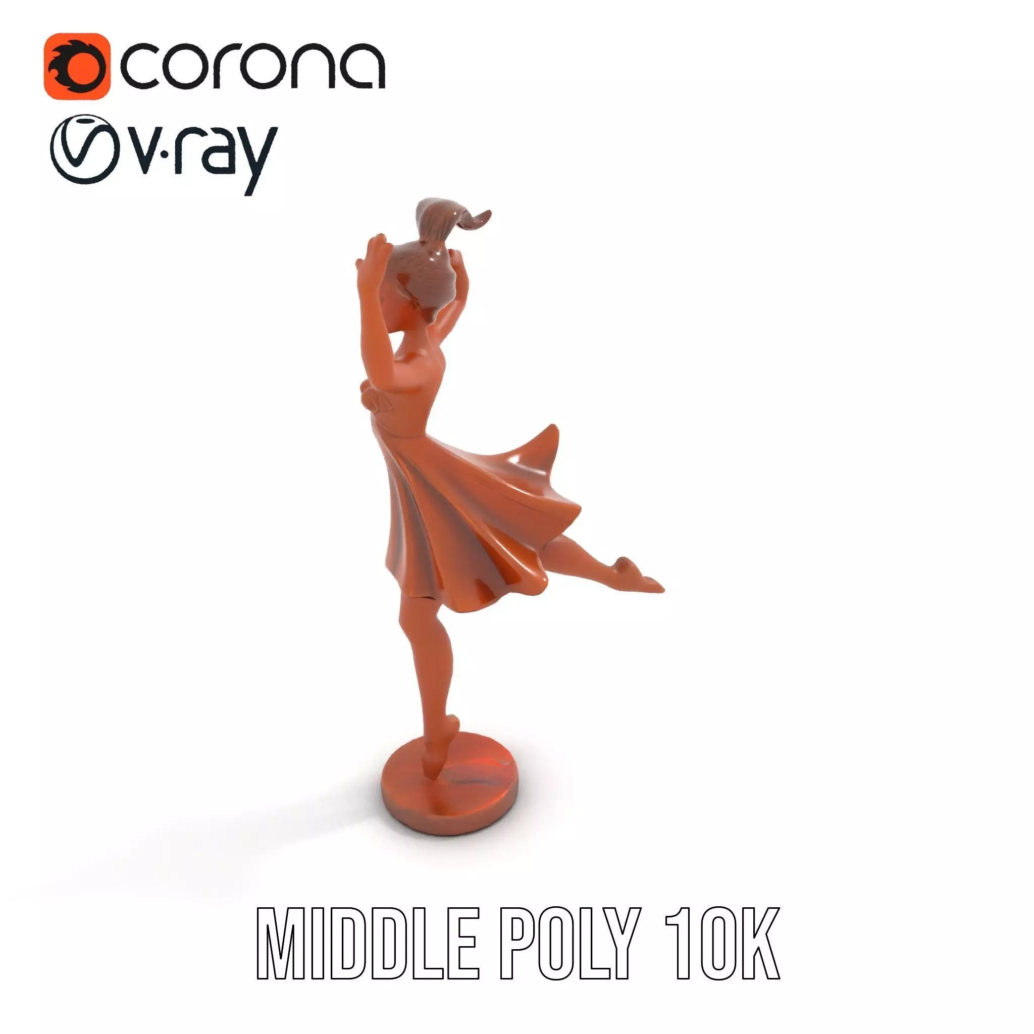 Elegant Dancer Bronze model pack Low-poly 3D model_11