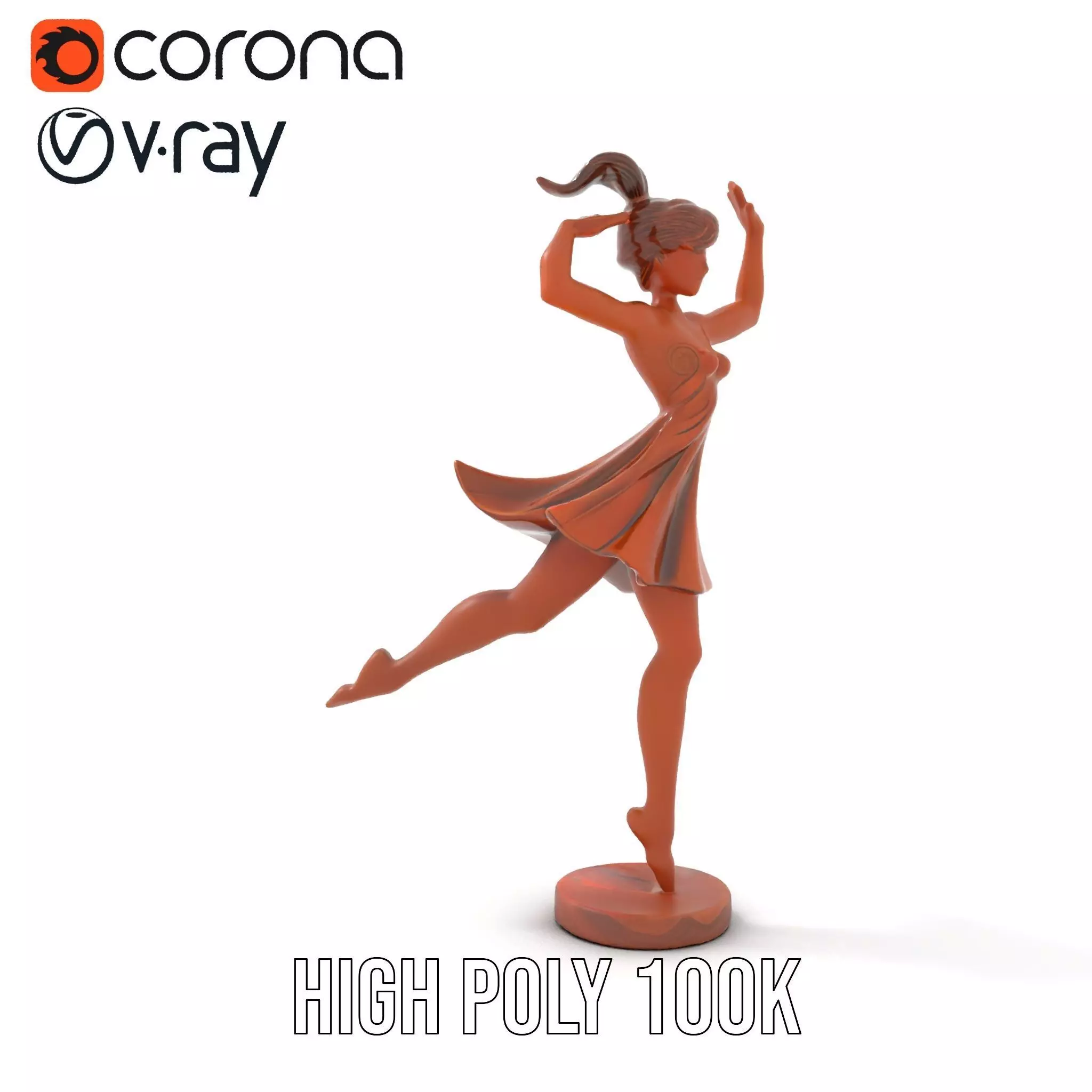 Elegant Dancer Bronze model pack Low-poly 3D model_23