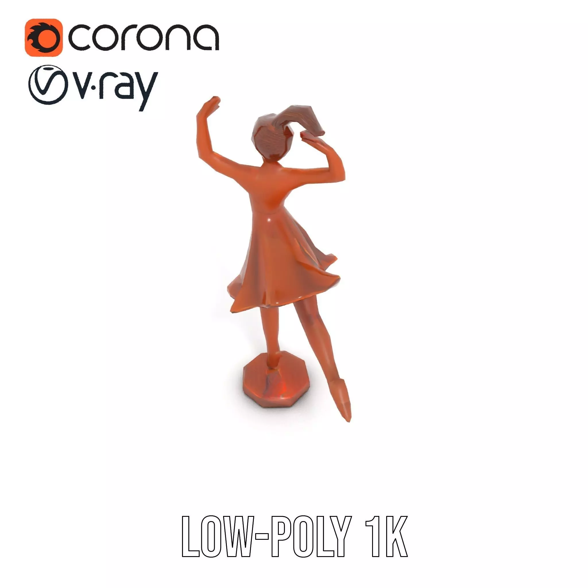 Elegant Dancer Bronze model pack Low-poly 3D model_14