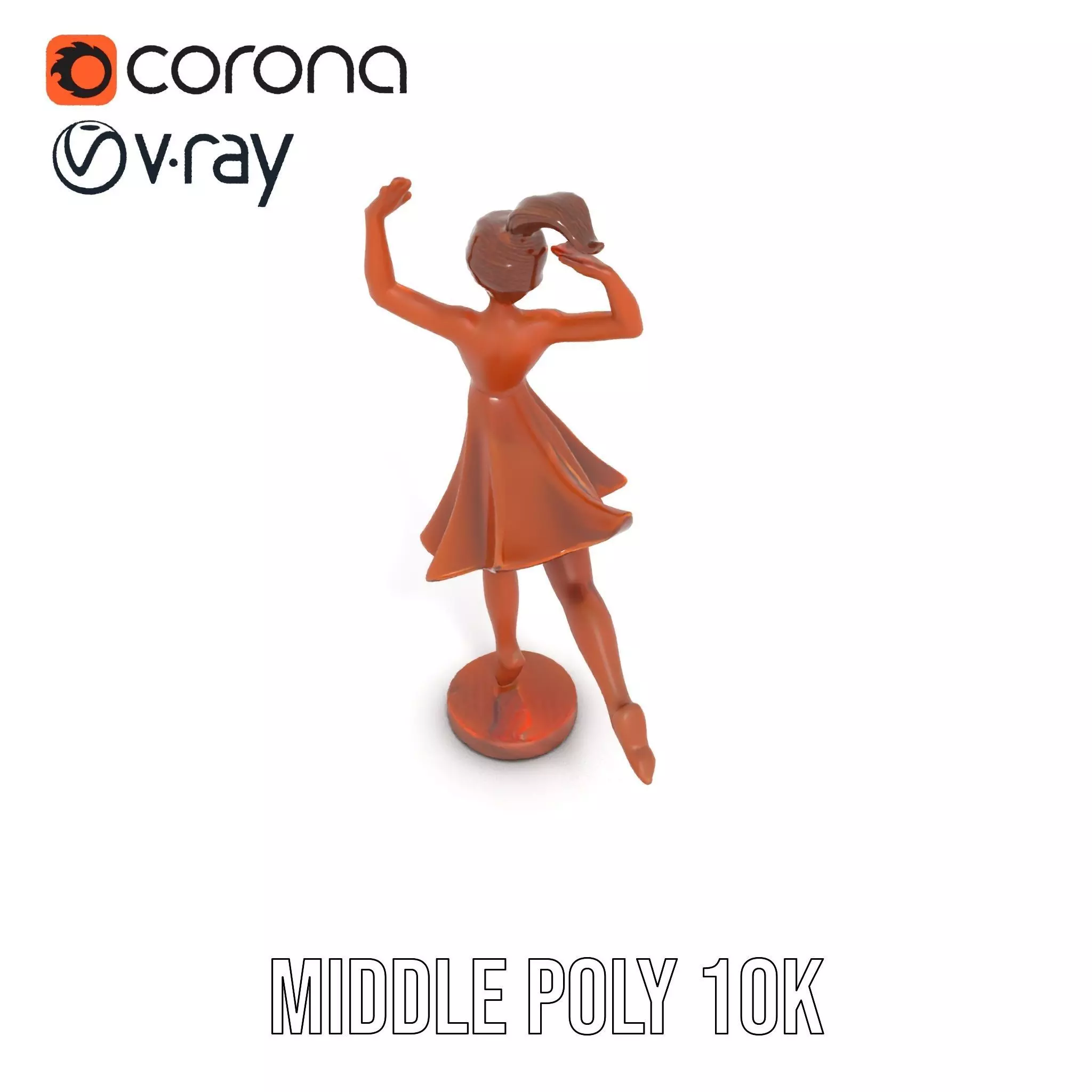 Elegant Dancer Bronze model pack Low-poly 3D model_16