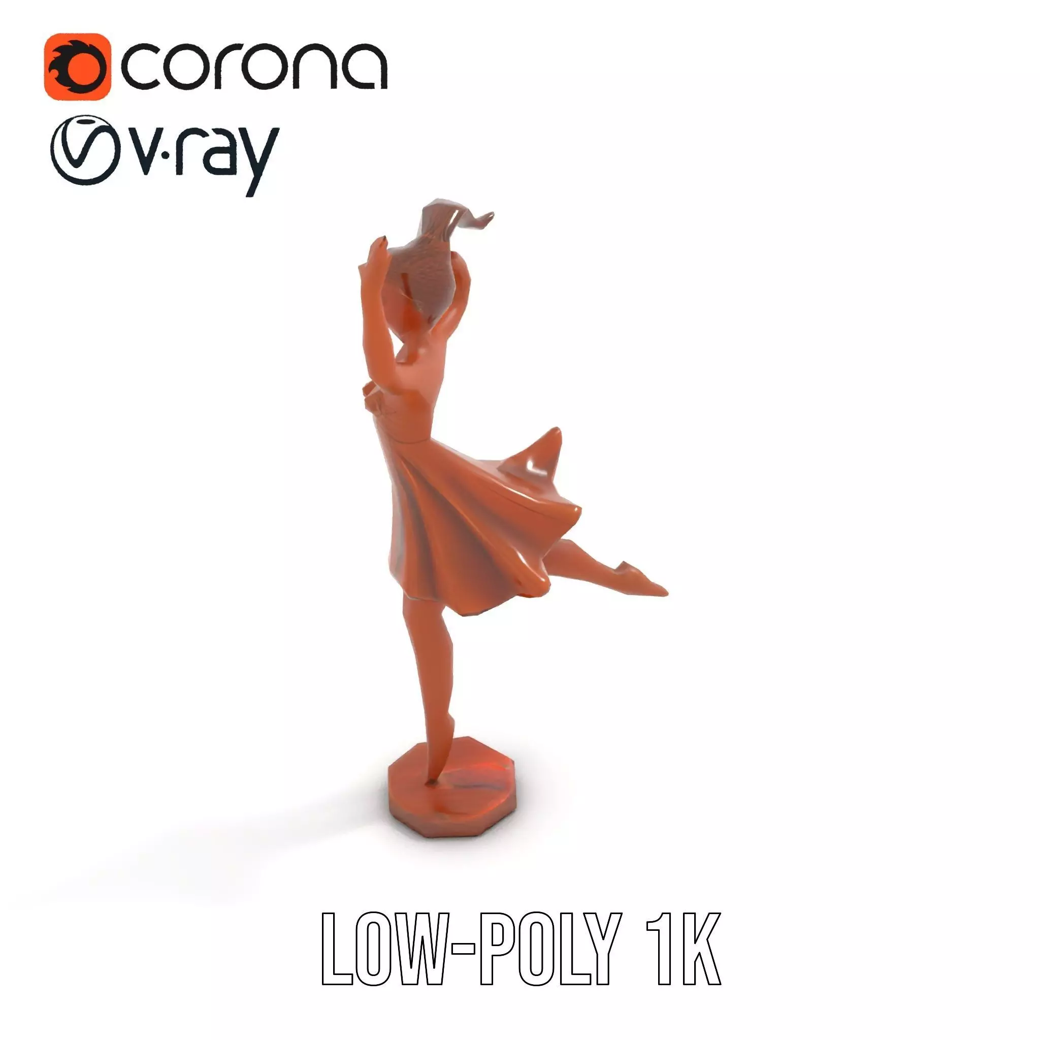 Elegant Dancer Bronze model pack Low-poly 3D model_12