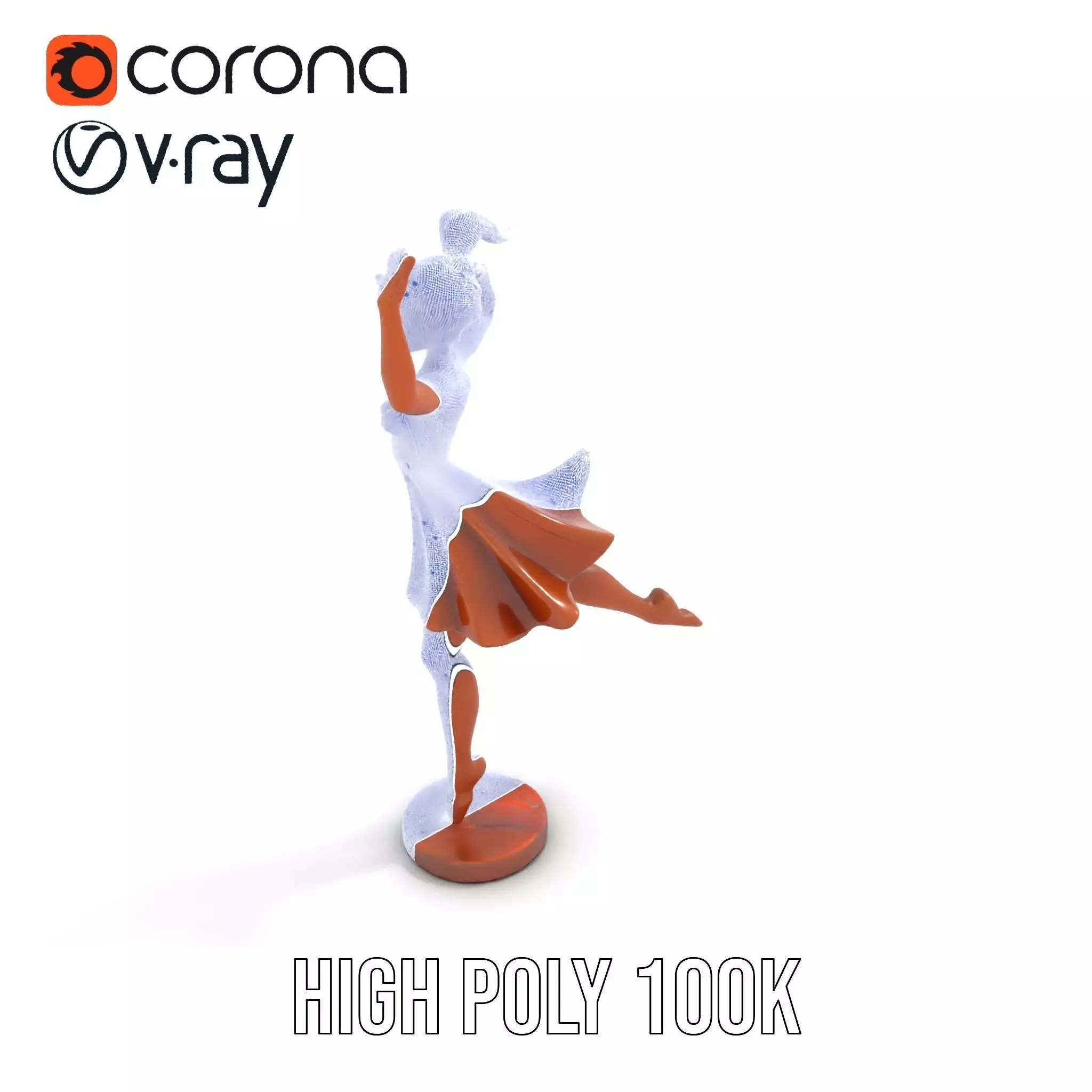 Elegant Dancer Bronze model pack Low-poly 3D model_26