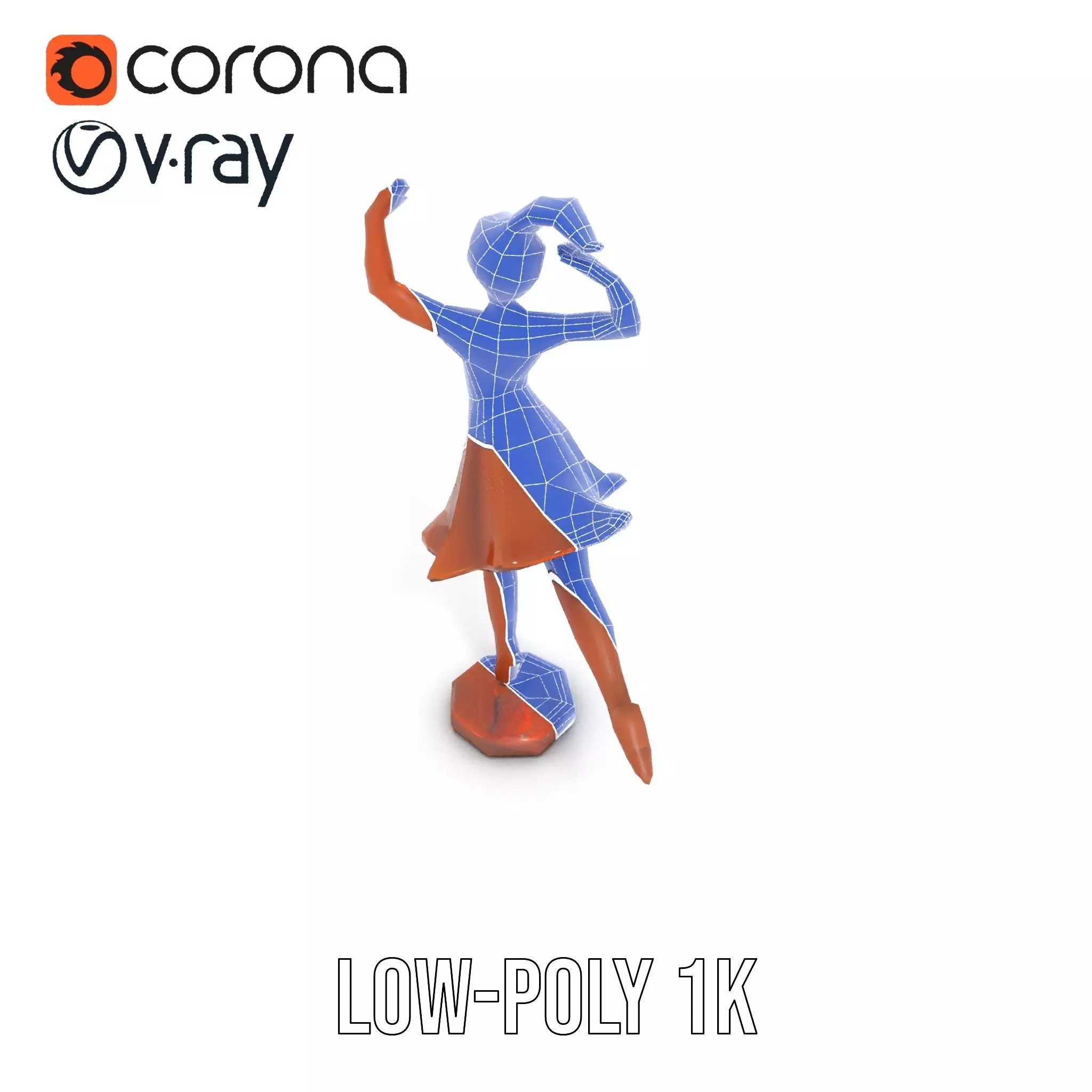 Elegant Dancer Bronze model pack Low-poly 3D model_17