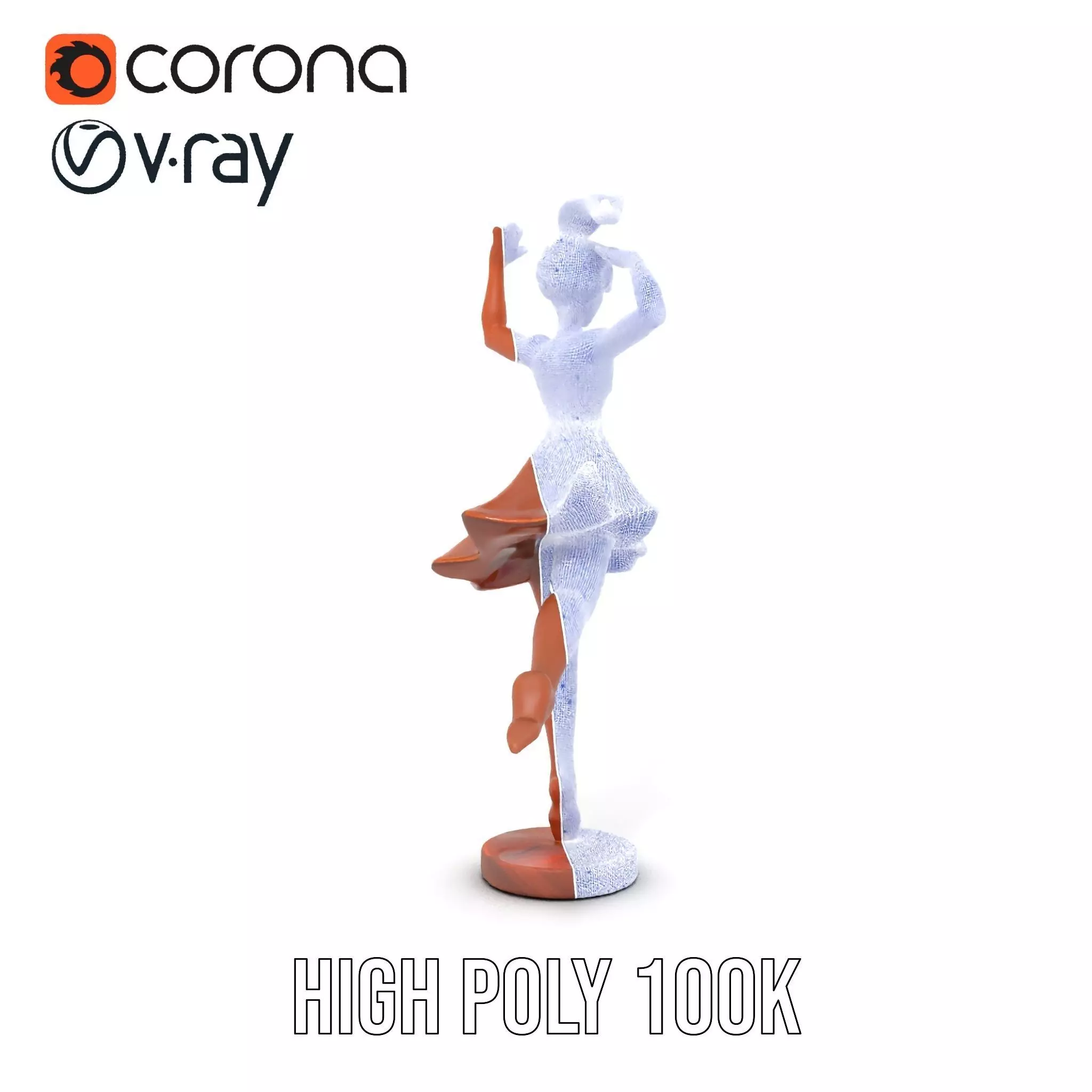 Elegant Dancer Bronze model pack Low-poly 3D model_34