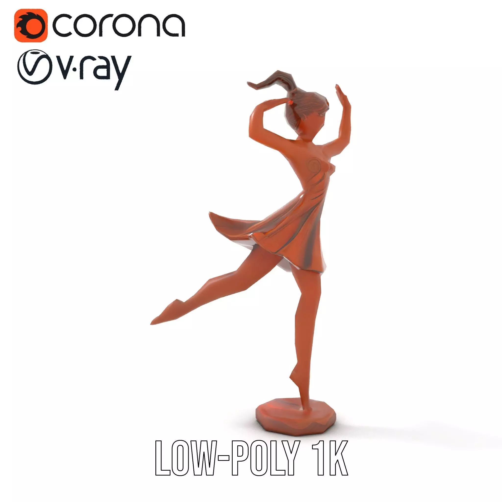 Elegant Dancer Bronze model pack Low-poly 3D model_22