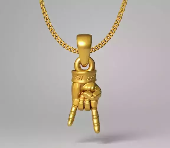 Rock On Hand Pendant STL 3D Model - One Inch Pendant