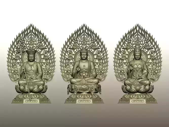 Buddhist Trinity 3D Models 3D Model Collection