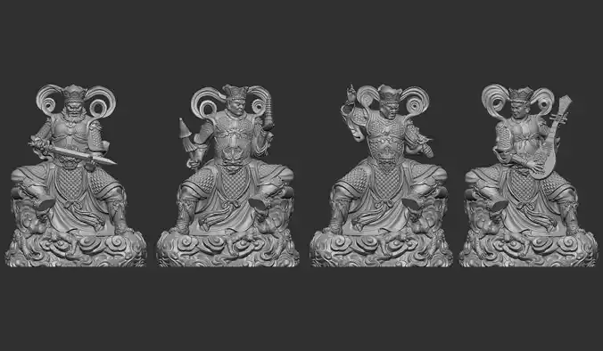Four Heavenly Kings 3D Model Set