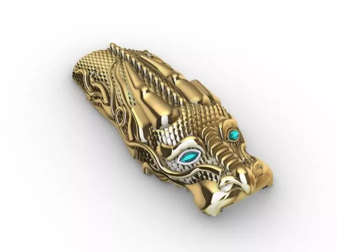 Dragon Buckle with Gemstone Eyes 3D Model 3D model_0