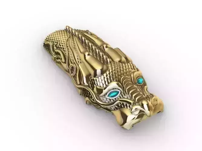 Dragon Buckle with Gemstone Eyes 3D Model