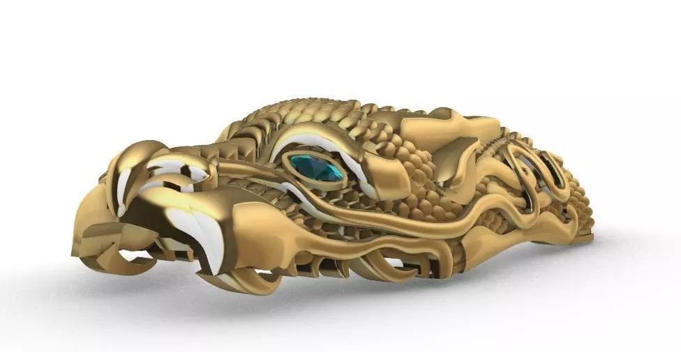 Dragon Buckle with Gemstone Eyes 3D Model 3D model_3