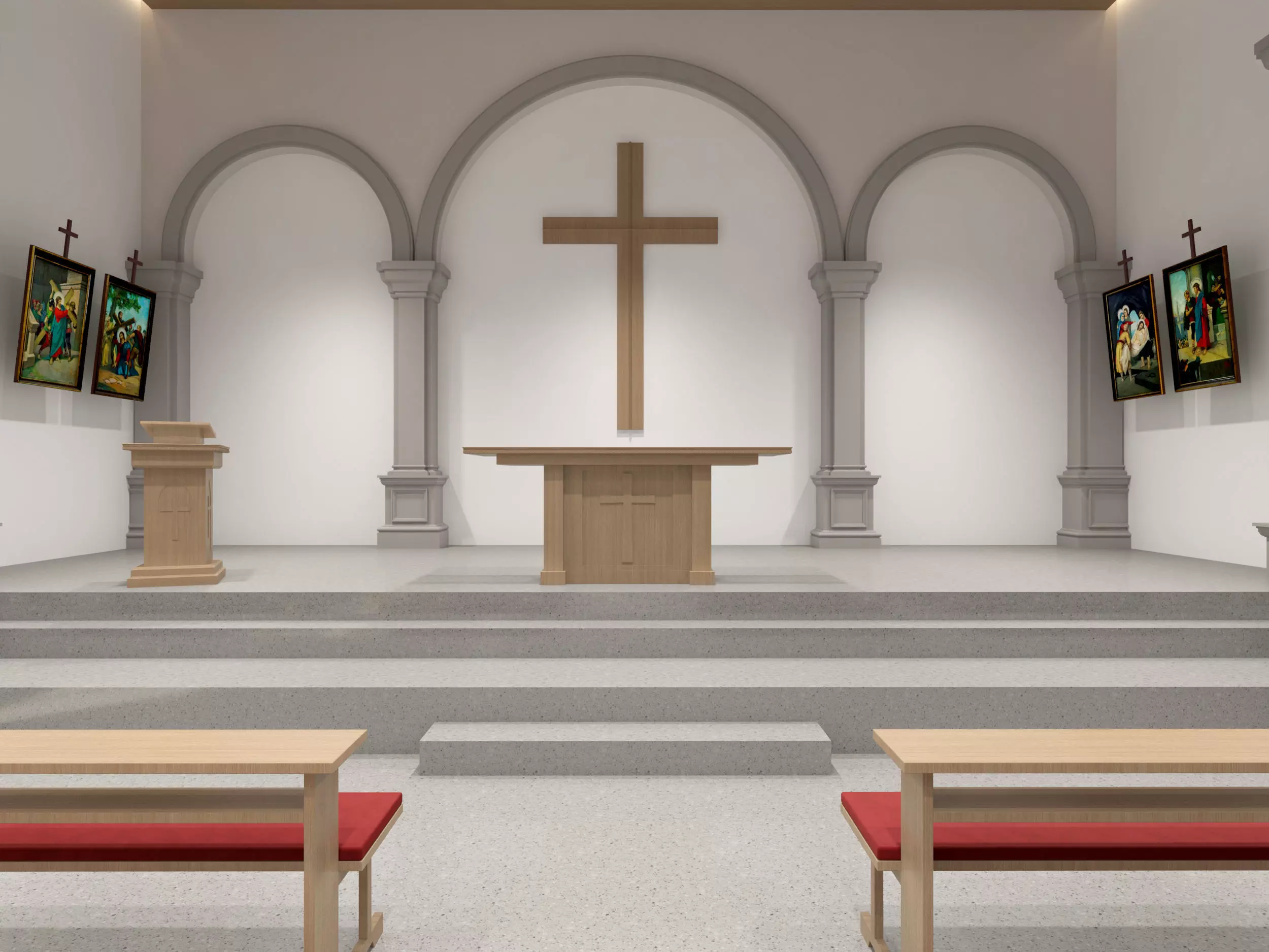 church Low-poly 3D model_4