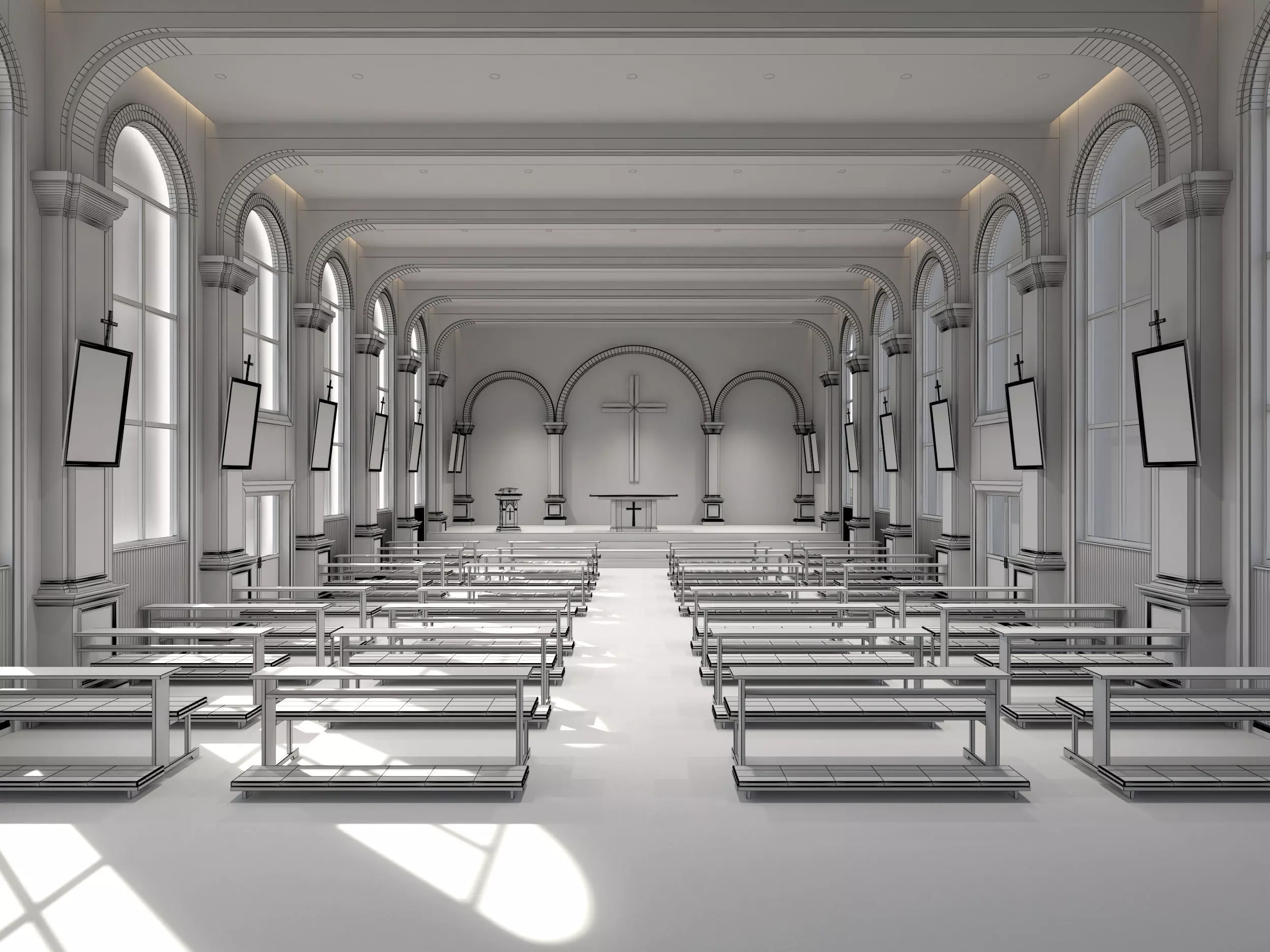 church Low-poly 3D model_5