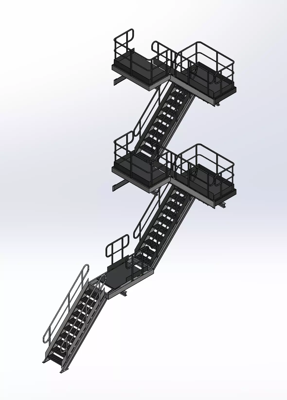 Kit 12 Escadas Industriais em 3D Arquivos STEP 3D model_1