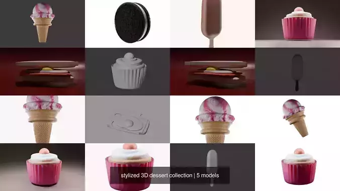 stylized 3D dessert collection